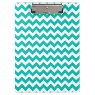 Teal White Chevron Zig-Zag Pattern Clipboard