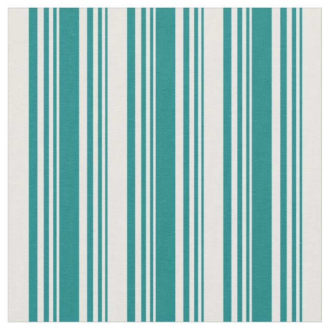 Teal & White Coloured Lines/Stripes Pattern Fabric (Close Up)