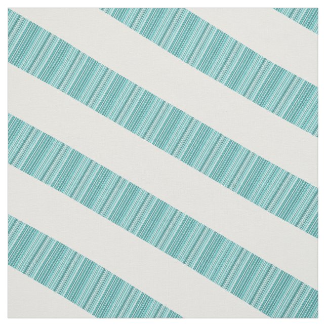 Teal White Diagonal Modern Stripes Fabric (Swatch)