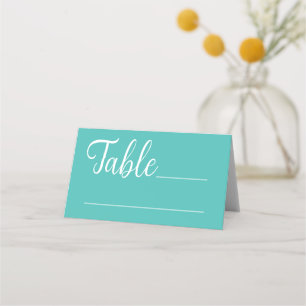 Teal White Elegant Wedding  Place Card