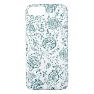 Teal & White Flower Pattern iPhone 7 Case