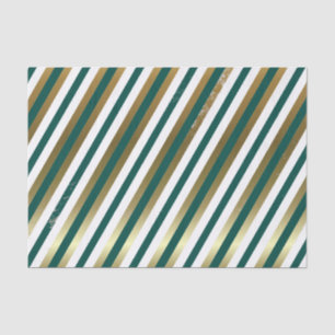 Teal, White, Gold Diagonal Stripe Tissue Paper