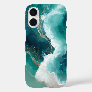 Teal, White & Gold Marble Case-Mate iPhone Case