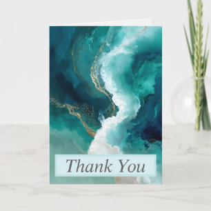 Teal, White & Gold Marble Thank You Card