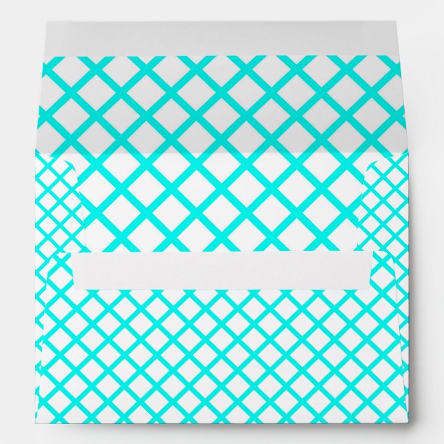 Teal White Harlequin Diamond Stripes Pattern Envelope (Back (Bottom))