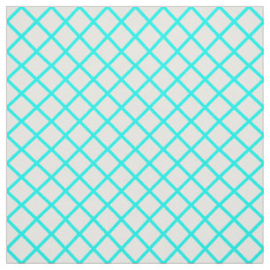 Teal White Harlequin Diamond Stripes Pattern Fabric