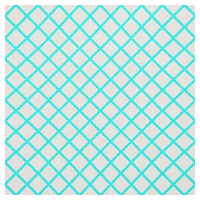 Teal White Harlequin Diamond Stripes Pattern Fabric (Swatch)