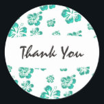 Teal White Hibiscus Flower Floral Party Sticker<br><div class="desc">Teal White Hibiscus Flower Floral Party Sticker. Customise with any text.</div>