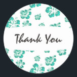 Teal White Hibiscus Flower Floral Party Sticker<br><div class="desc">Teal White Hibiscus Flower Floral Party Sticker. Customise with any text.</div>