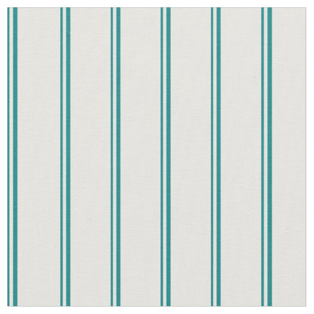 Teal & White Lines Fabric (Close Up)