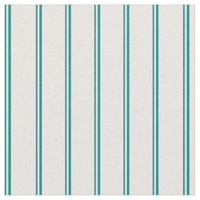 Teal & White Lines Fabric (Close Up)