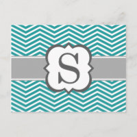 Teal White Monogram Letter S Chevron