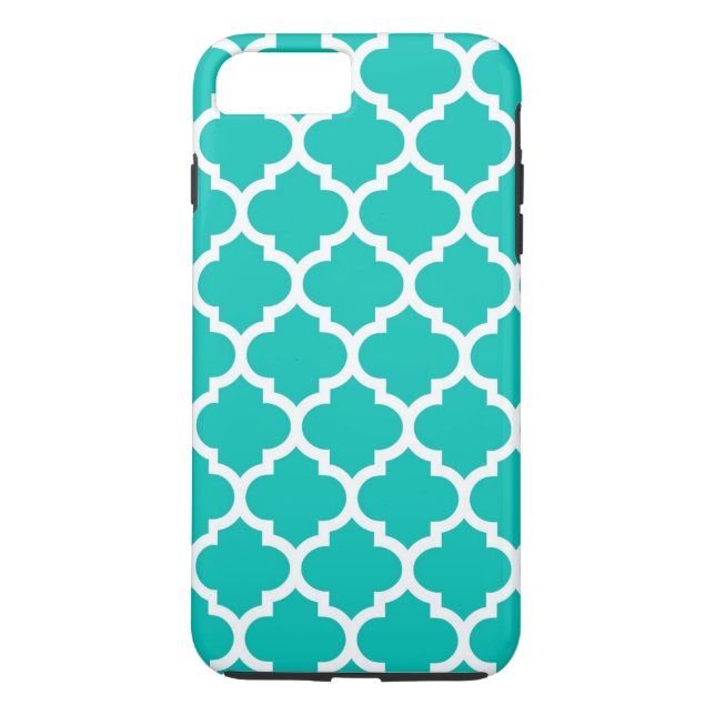 Teal White Moroccan Quatrefoil Trellis Pattern #5 Case-Mate iPhone Case (Back)