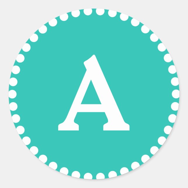 Teal & White Personalised Monogram Envelope Seal (Front)