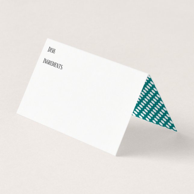 Teal & White Polka Dot Potluck Dish Recipe Cards (Front)