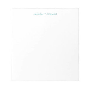 Teal & White Professional Elegant Simple Notepad