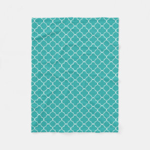 Teal White Quatrefoil Pattern Blanket