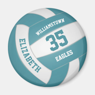 teal white school colours team name volleyball magnet