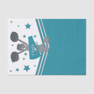 Teal White Silver Stars Cheer Cheer-leading Party Tissue Paper
