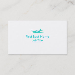 Teal white simple aeroplane custom business cards