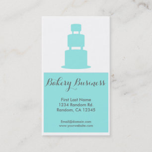 Teal white simple custom bakery business cards