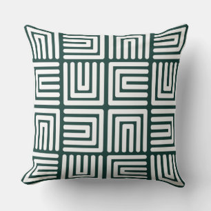 Teal White Square Humps Throw Pillow