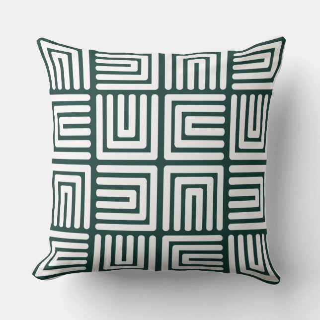 Teal White Square Humps Throw Pillow (Front)