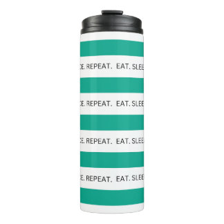 Teal & White Striped Dance Quote Thermal Tumbler