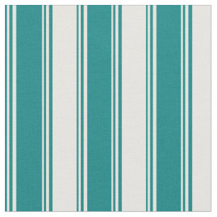 Teal & White Striped Pattern Fabric