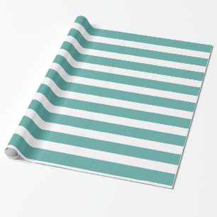 Teal White Stripes Birthday Wrapping Paper