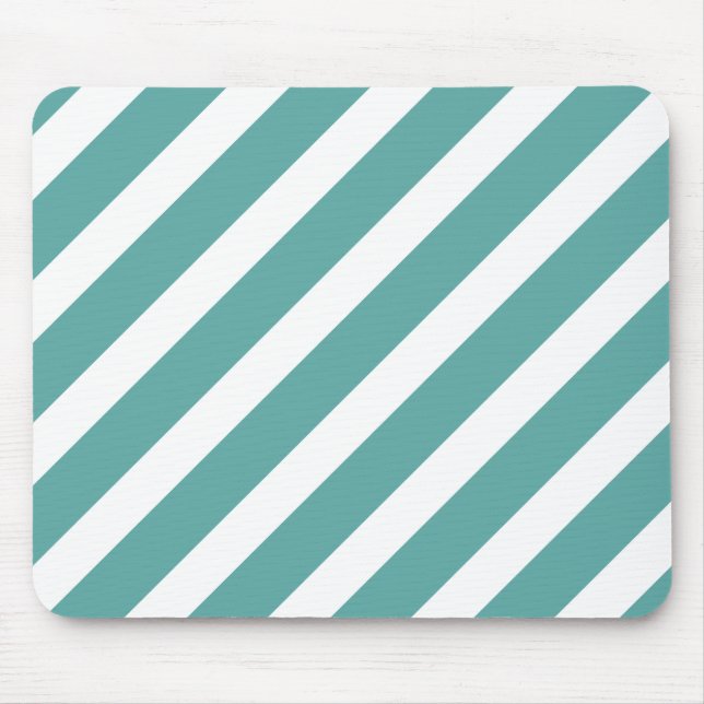 Teal White Stripes Mouse Pad (Front)