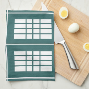 Teal White Stripes Pattern Tea Towel