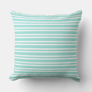 Teal White Stripes Seamless Pattern Cushion