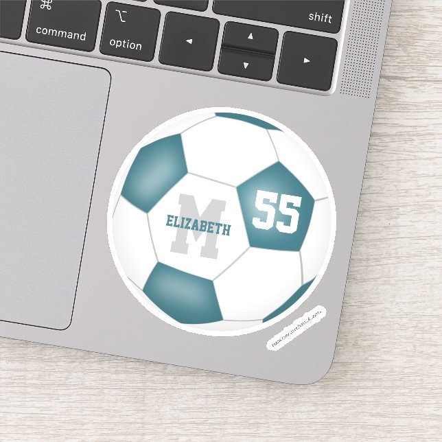 Teal white team colours girls boys soccer (Detail)