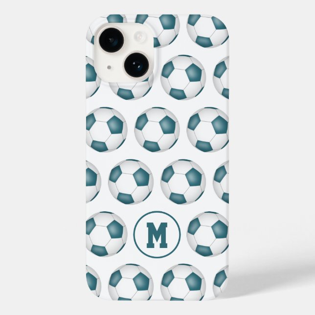teal white team sports colours soccer balls  Case-Mate iPhone case (Back)