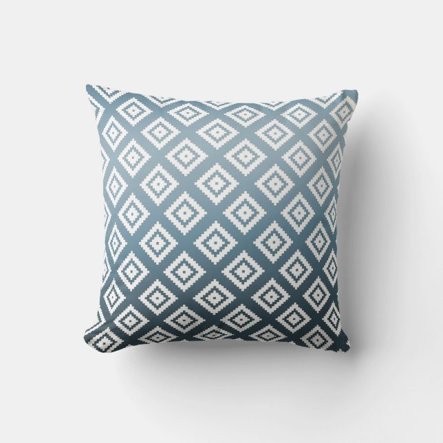 Teal White Tribal Aztec Cushion (Front)