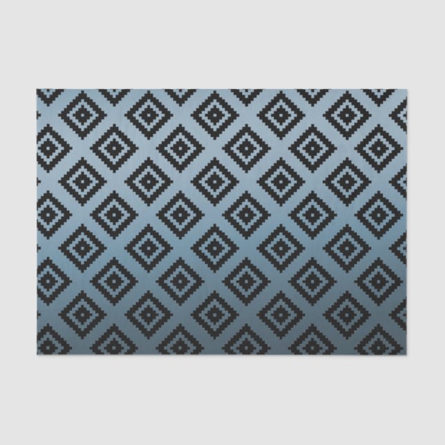 Teal White Tribal Aztec Tissue Paper (Front)