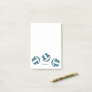 Teal white volleyballs athlete or coach name post-it notes