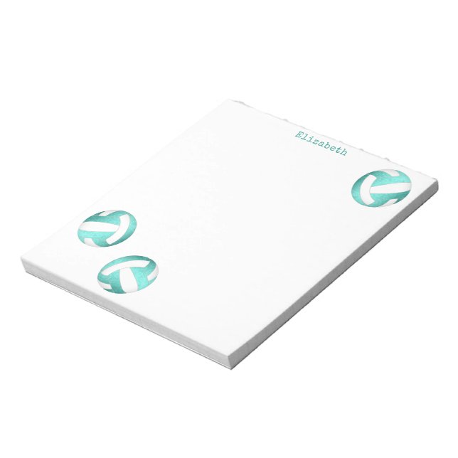 teal white volleyballs personalized notepad (Rotated)