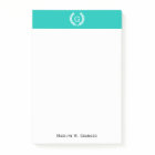 Teal White Wheat Laurel Wreath Initial Monogram