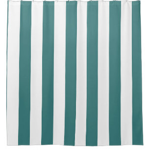 Teal Wide Awning Stripe Shower Curtain