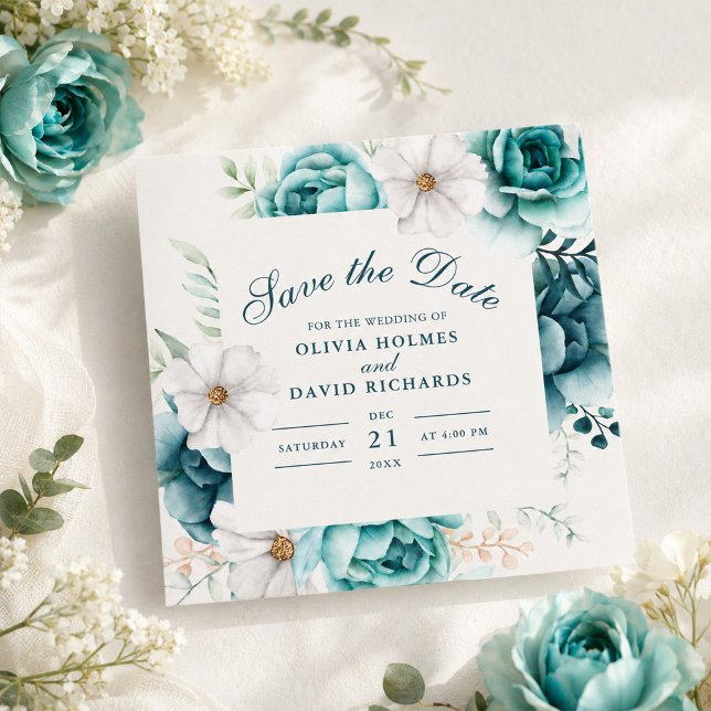 Teal Wildflower Save the Date | Boho Floral (Teal Wildflower Save the Date | Boho Floral)