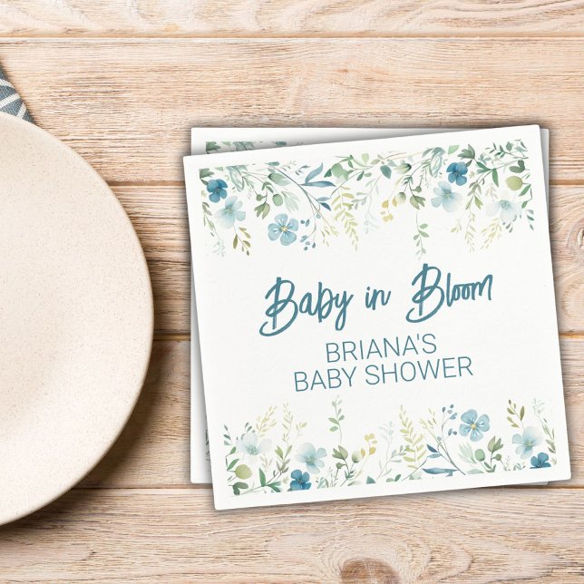 Teal Wildflowers Boy Baby Shower Napkin (Creator Uploaded)