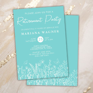 Teal Wildflowers Retirement Party Invitation