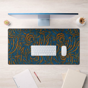 Teal William Morris Style Acanthus Leaf Botanical Desk Mat