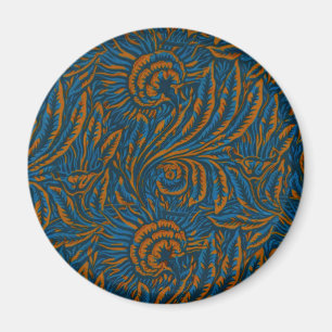Teal William Morris Style Acanthus Leaf Botanical Magnet
