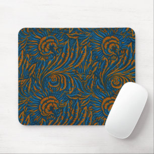 Teal William Morris Style Acanthus Leaf Botanical Mouse Pad