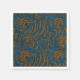Teal William Morris Style Acanthus Leaf Botanical Napkin