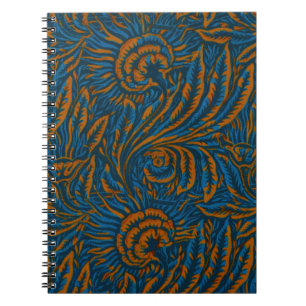Teal William Morris Style Acanthus Leaf Botanical Notebook