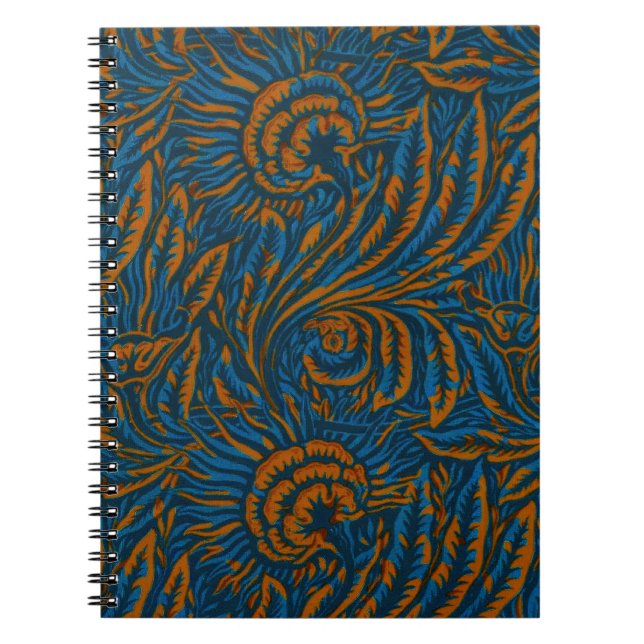 Teal William Morris Style Acanthus Leaf Botanical Notebook (Front)